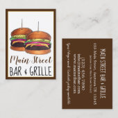 Cheeseburger Burger Hamburger Sliders Bar Pub Visitekaartje (Voorkant / Achterkant)