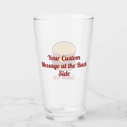 Cheeseburger Cartoon Glas (Achterkant)