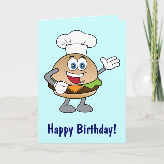 Cheeseburger Cartoon Happy Birthday Kaart (Voorkant)
