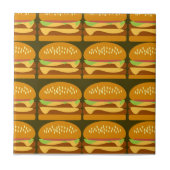 Cheeseburger Cartoon Pattern Design Yummy Fun Tegeltje (Voorkant)
