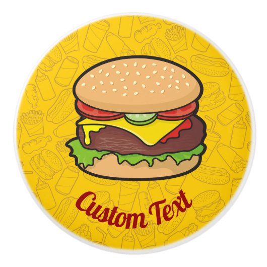 Cheeseburger Ceramic Knob. Keramische Knop (Voorkant)