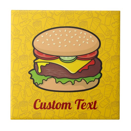 Cheeseburger Ceramic Tile Tegeltje (Voorkant)