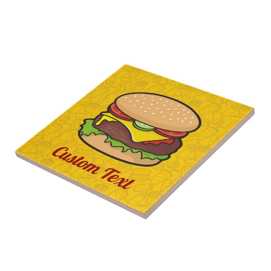 Cheeseburger Ceramic Tile Tegeltje (Zijkant)