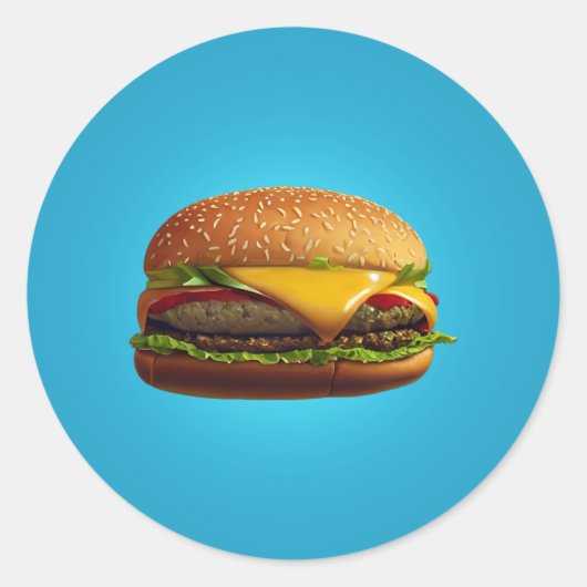 Cheeseburger Classic Round Sticker (Voorkant)
