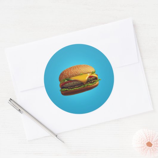 Cheeseburger Classic Round Sticker (Envelop)