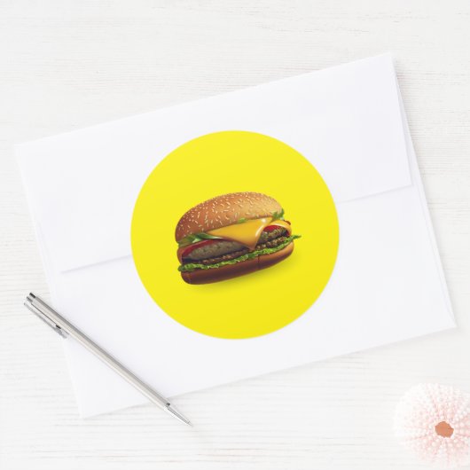 Cheeseburger Classic Round Sticker (Envelop)