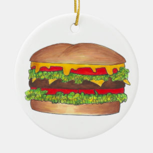 Cheeseburger Cookout Picnic Hamburger Burger Keramisch Ornament