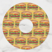 Cheeseburger Cookout Picnic Hamburger Burger Wijnglaslabel (Achterkant)