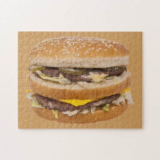 Cheeseburger dubbel fastfood legpuzzel (Horizontaal)