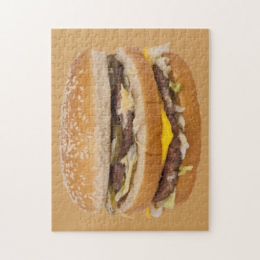 Cheeseburger dubbel fastfood legpuzzel (Verticaal)