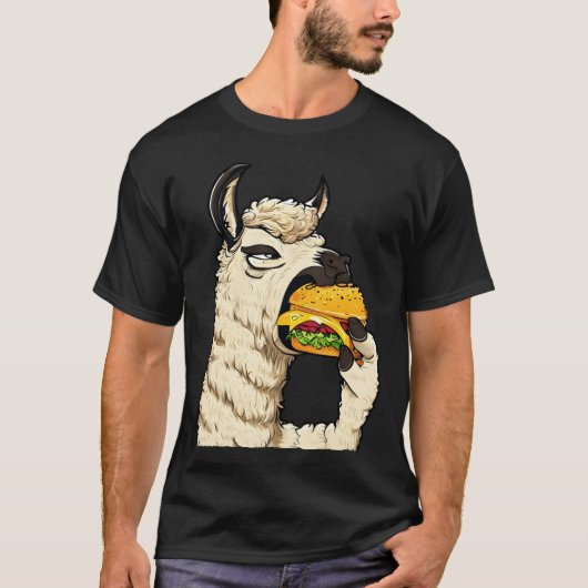 Cheeseburger eating llama friends t-shirt (Voorkant)