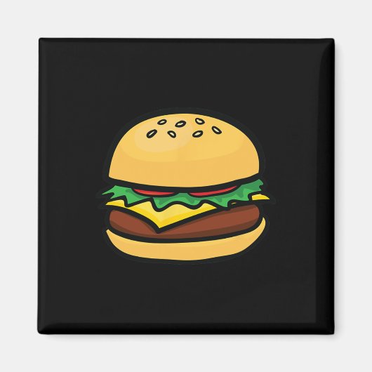 Cheeseburger Emoticon Hamburger Kaas Bbq  Magneet (Voorkant)