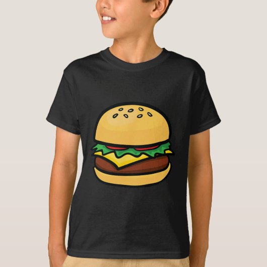 Cheeseburger Emoticon Hamburger Kaas Bbq  T-shirt (Voorkant)