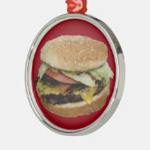 Cheeseburger en Fransen Metalen Ornament (Links)