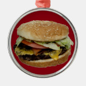 Cheeseburger en Fransen Metalen Ornament (Voorkant)