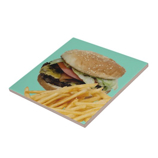 Cheeseburger en Fransen Tegeltje (Zijkant)