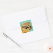 Cheeseburger en Fransen Vierkante Sticker (Envelop)