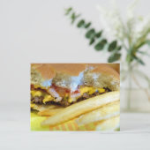 Cheeseburger en Fries Briefkaart (Staand voorkant)