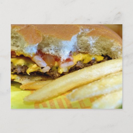 Cheeseburger en Fries Briefkaart (Voorkant)