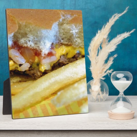 Cheeseburger en Fries Fotoplaat (Zijkant)