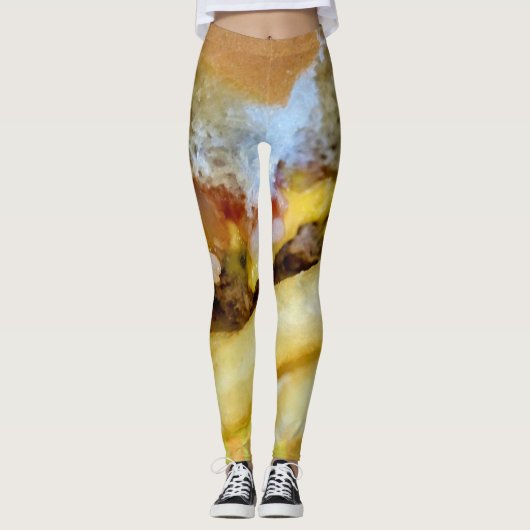 Cheeseburger en Fries Leggings (Voorkant)