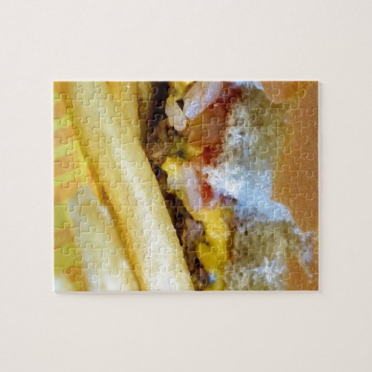Cheeseburger en Fries Legpuzzel (Horizontaal)