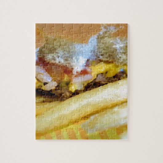 Cheeseburger en Fries Legpuzzel (Verticaal)