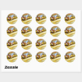 Cheeseburger en Fries Ronde Sticker (Vel)