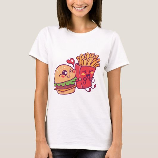 Cheeseburger en Fries T-Shirt (Voorkant)