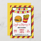 Cheeseburger en Fries Verjaardagsfeest Kaart (Voorkant / Achterkant)