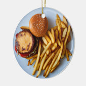 Cheeseburger en friet Flirty Keramisch Ornament (Links)