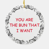 Cheeseburger en friet Flirty Keramisch Ornament (Achterkant)