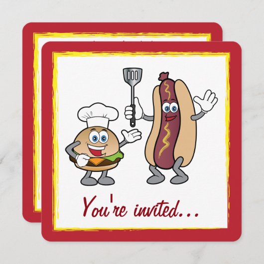 Cheeseburger en Hot Dog Cook-Out Kaart (Voorkant / Achterkant)