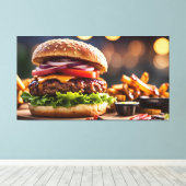 Cheeseburger & Fries Canvas Afdruk (Insitu (Houten vloer))