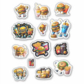 Cheeseburger Fries Drink Milkshake Sticker (Voorkant)