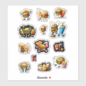 Cheeseburger Fries Drink Milkshake Sticker (Vel)