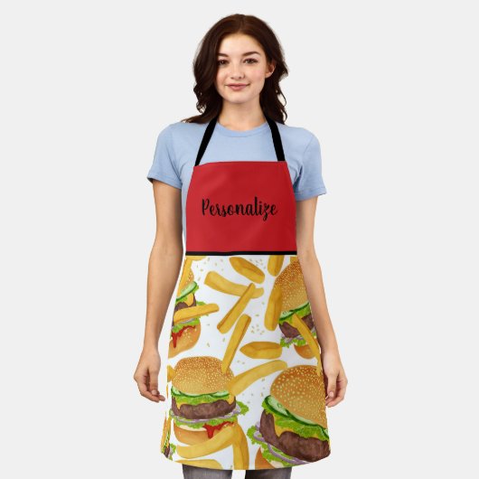 Cheeseburger & Friet Schort (Gedragen)