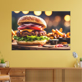 Cheeseburger & Frites Canvas Afdruk (Insitu (Woonkamer))