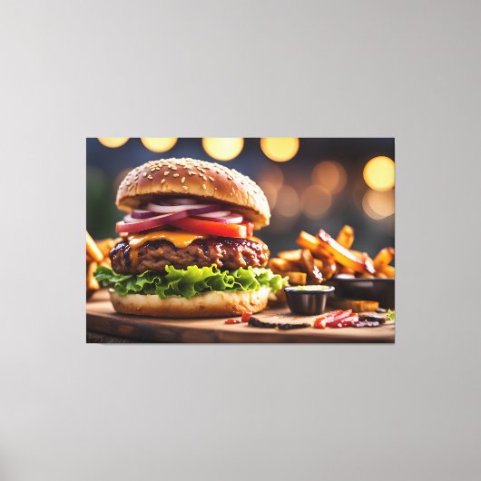Cheeseburger & Frites Canvas Afdruk (Voorkant)