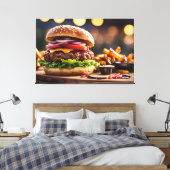 Cheeseburger & Frites Canvas Afdruk (Insitu (Slaapkamer))