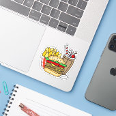 Cheeseburger Frites en Chocolade Milkshake Sticker (Laptop met iPhone)
