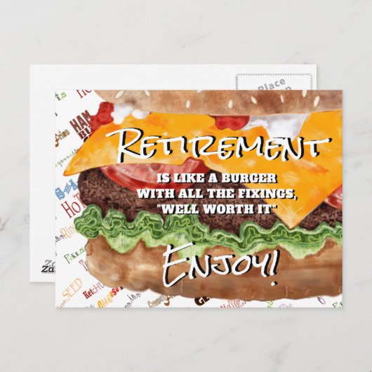 Cheeseburger Funny Retirement Briefkaart (Voorkant / Achterkant)