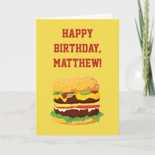 Cheeseburger Gepersonaliseerde Verjaardag Kaart in (Voorkant)