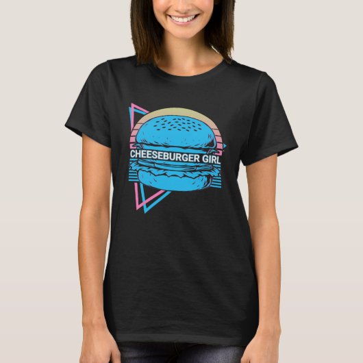 Cheeseburger Girl  Burger Retro T-shirt (Voorkant)