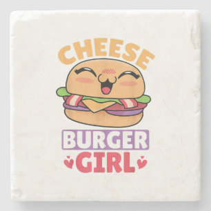 Cheeseburger Girl, Hamburger Women en Cheeseburge Stenen Onderzetter
