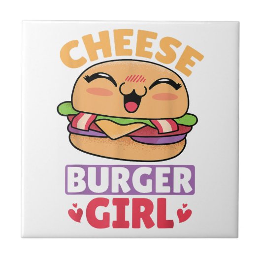 Cheeseburger Girl, Hamburger Women en Cheeseburge Tegeltje (Voorkant)