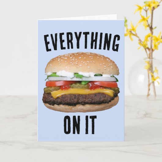 CHEESEBURGER GRAPPIGE HAMBURGER VERJAARDAG KAART (Gele Bloem)