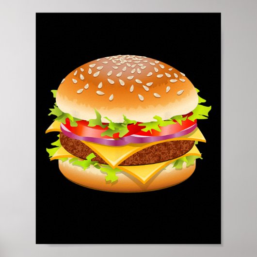 Cheeseburger Hamburger Burger Funny Food Halloween Poster (Voorkant)