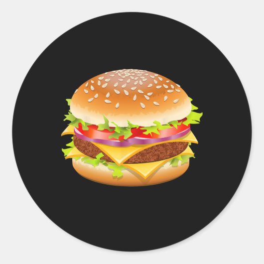 Cheeseburger Hamburger Burger Funny Food Halloween Ronde Sticker (Voorkant)