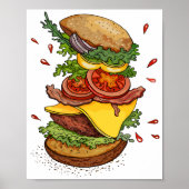 Cheeseburger Hamburger Burger Funny Food Poster (Voorkant)
